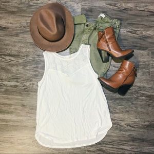 3/$25 Sleeveless Lace Tank in White